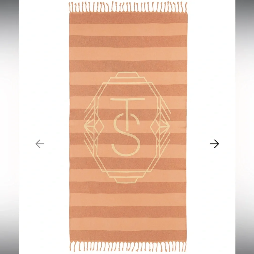 Taylor Swift The Life of a Showgirl Flat Weave Towel Striped TS Monogram